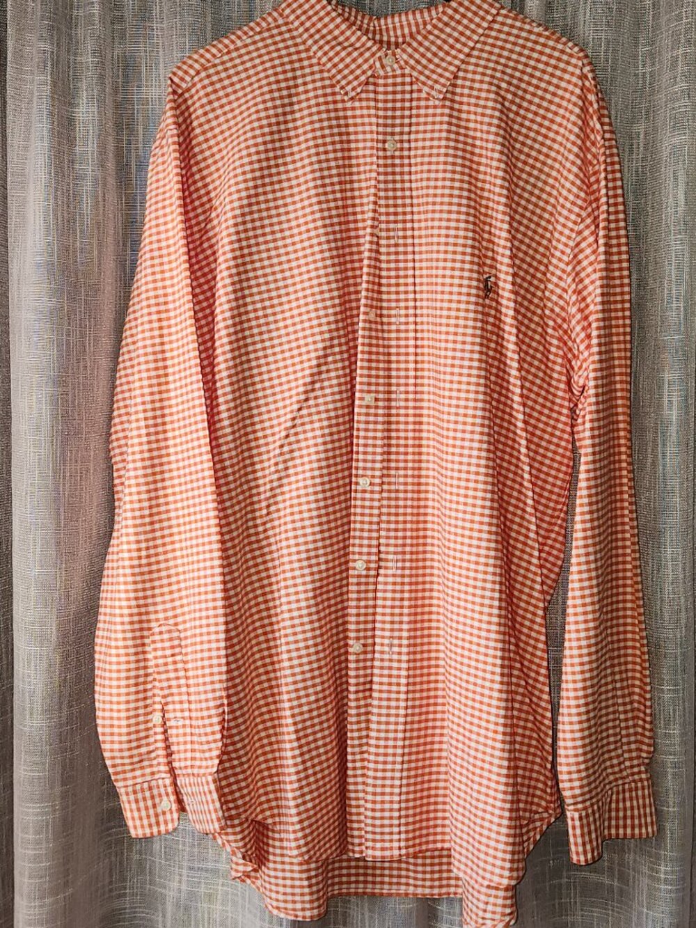 Ralph Lauren Men's Classic-Fit Orange & White Checked Oxford Shirt